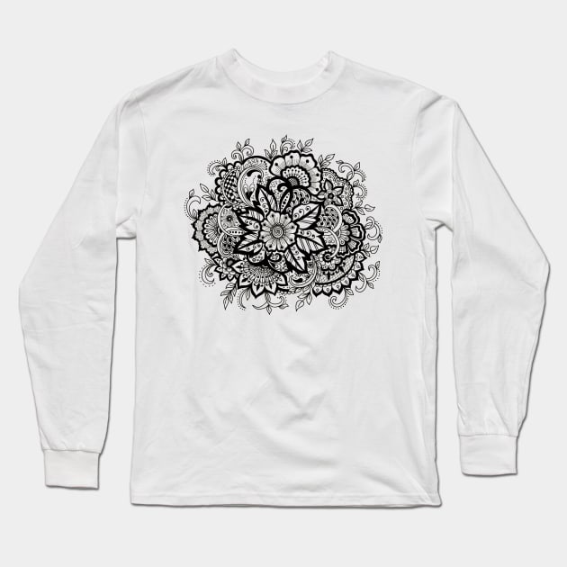 Henna Flower Long Sleeve T-Shirt by edwardecho